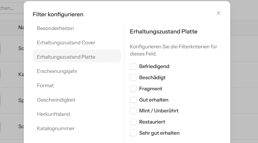 Screenshot: Eigene Sichten und Filter