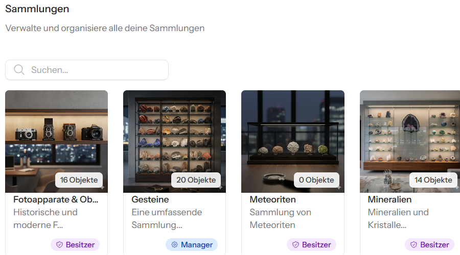 Screenshot: Sammlungen erstellen und organisieren