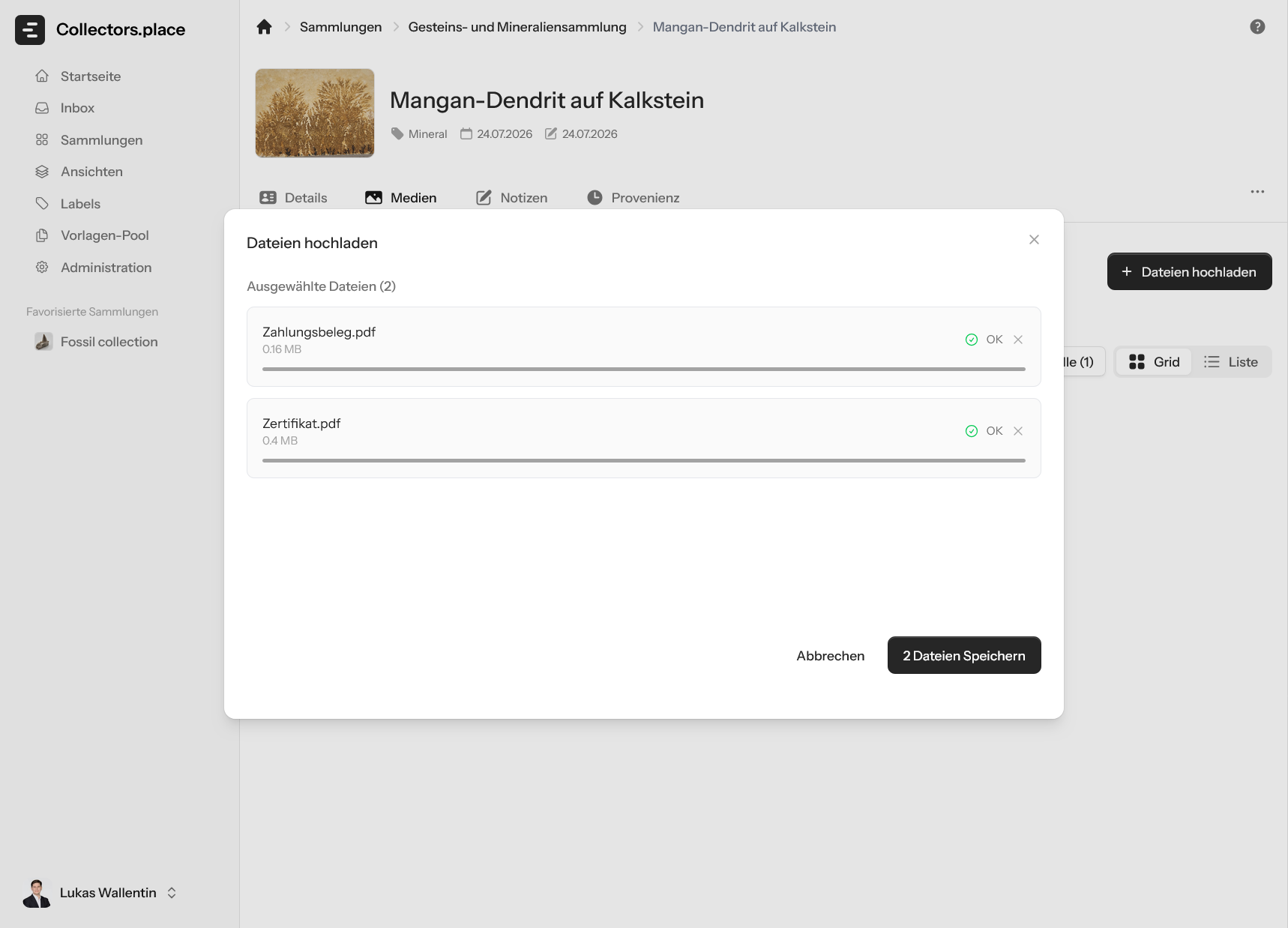 Upload bestätigen