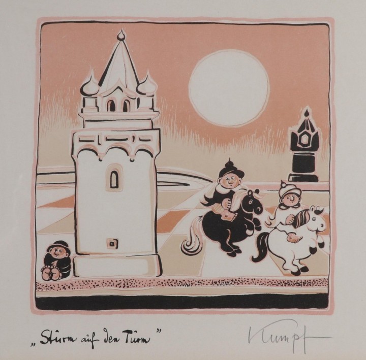 Gottfried Kumpf - 'Sturm auf den Turm' (Farbgrafik)