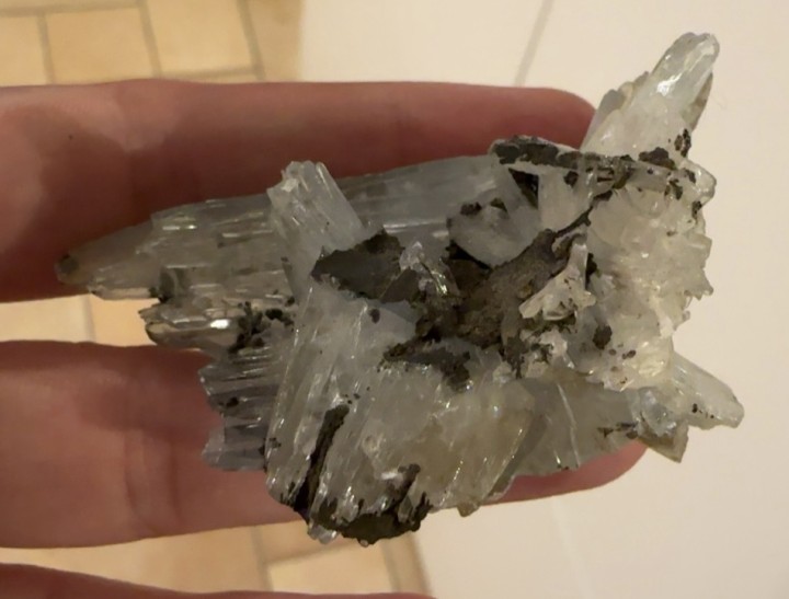 Blauer Baryt auf Bleiglanz (Galenit), Marokko